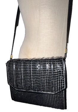 Y & S  Women's Sequined Leather Vintage Crossbody Bag Black Evening Whimsygoth